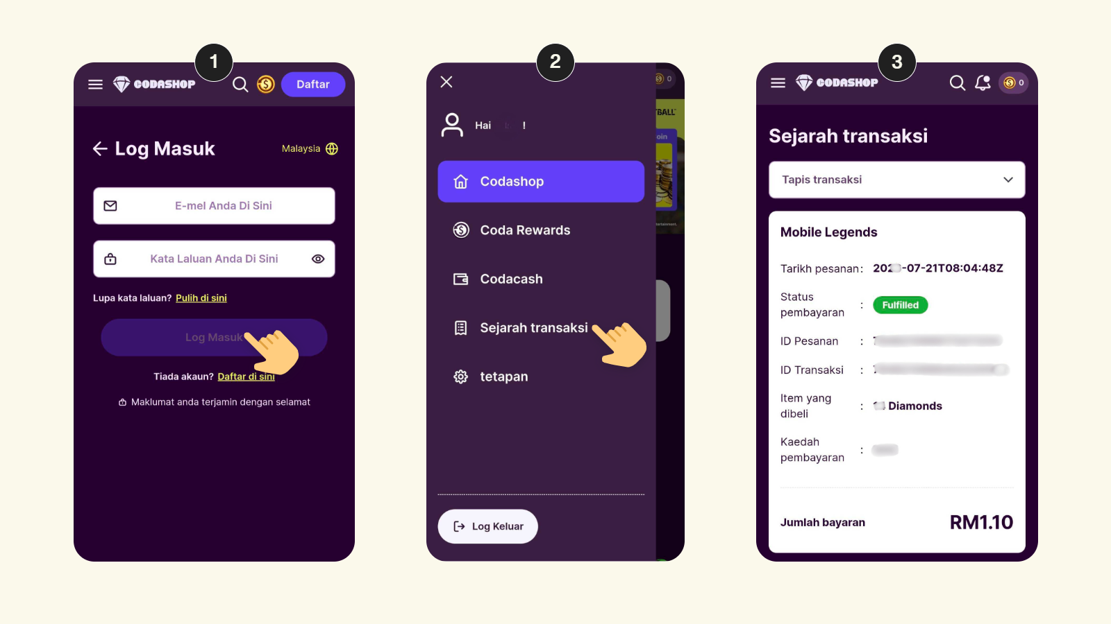 Cara melihat sejarah transaksi
