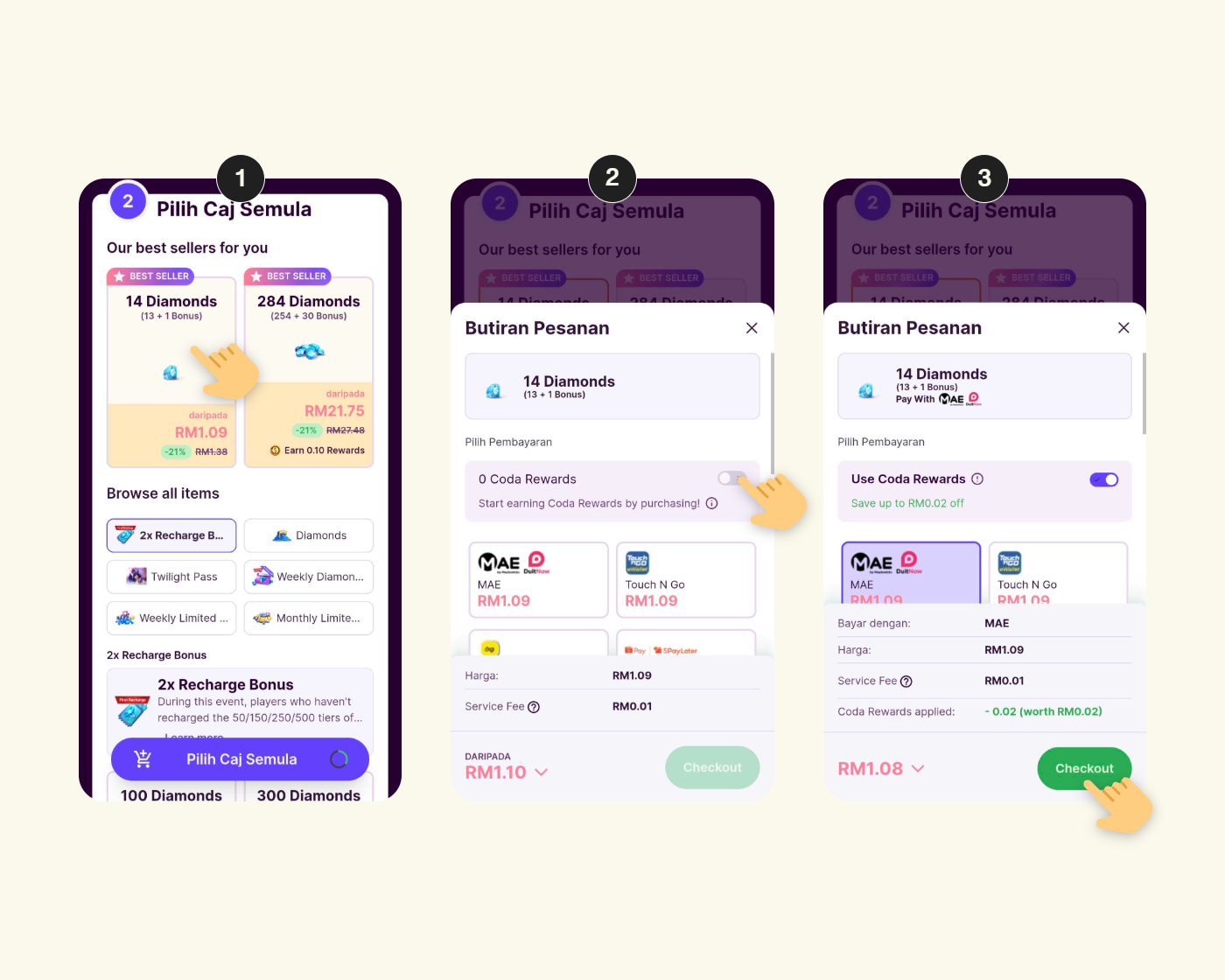 Cara menggunakan Coda Rewards