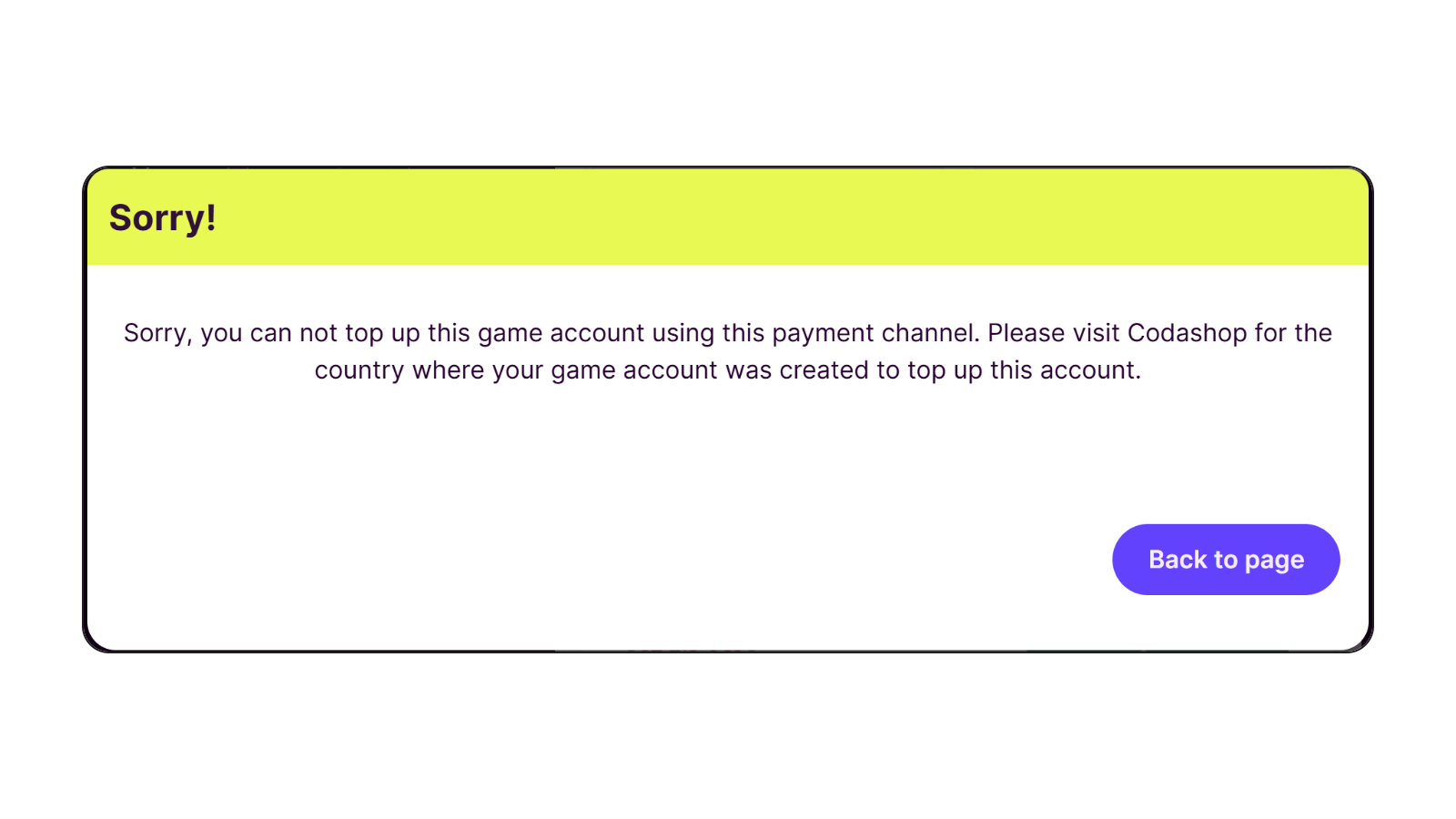 Mobile Legends purchase restriction message.
