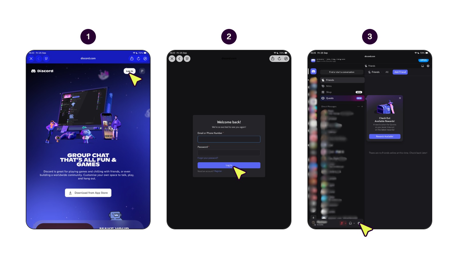 Langkah untuk menebus kod baucar Discord Nitro Monthly. (1/2)