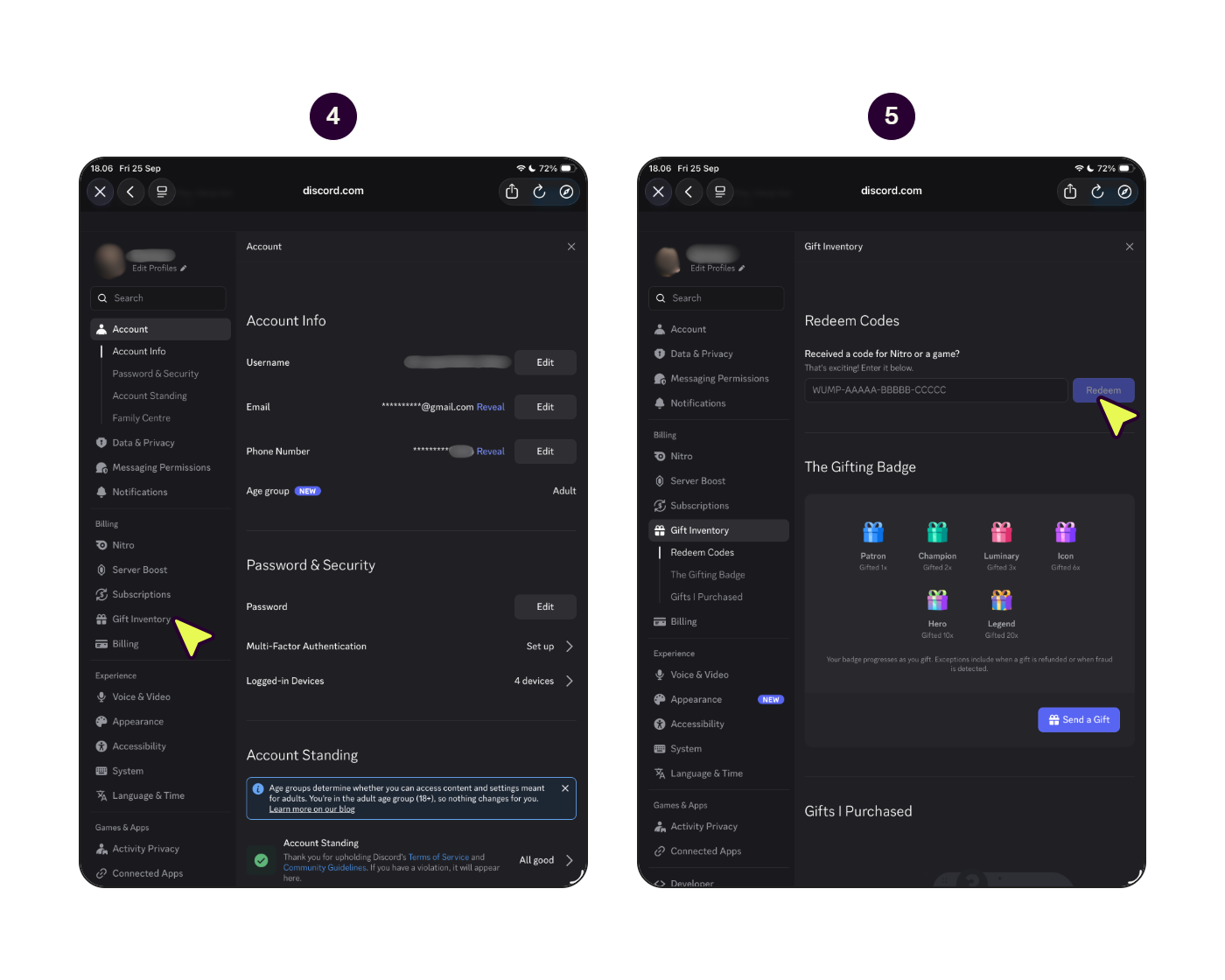 Langkah untuk menebus kod baucar Discord Nitro Monthly. (2/2)